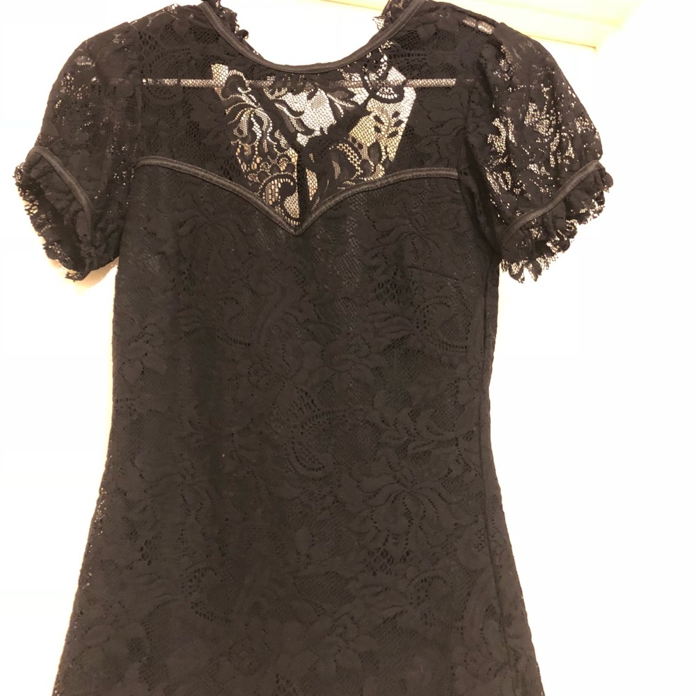 Black lace shirt that ties in the back